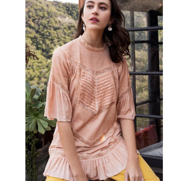 💼M 🦚Kate Sweet Peach Tea Dye Tunic Top New - Picture 11 of 11